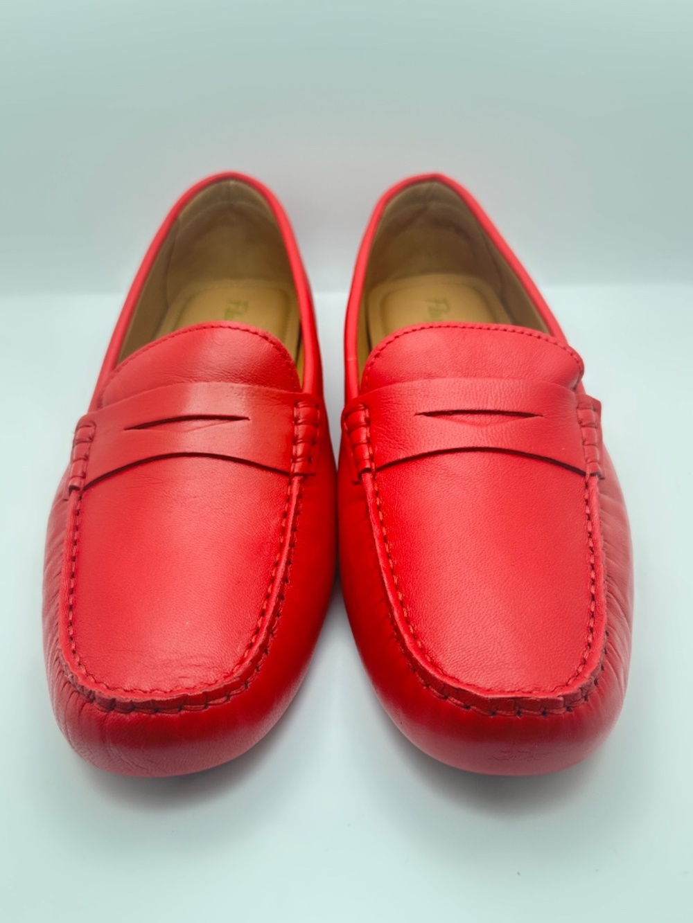 Flag Ltd Morgan Red Leather Square Toe Penny Loafer Driving Moc Women Sz 8
